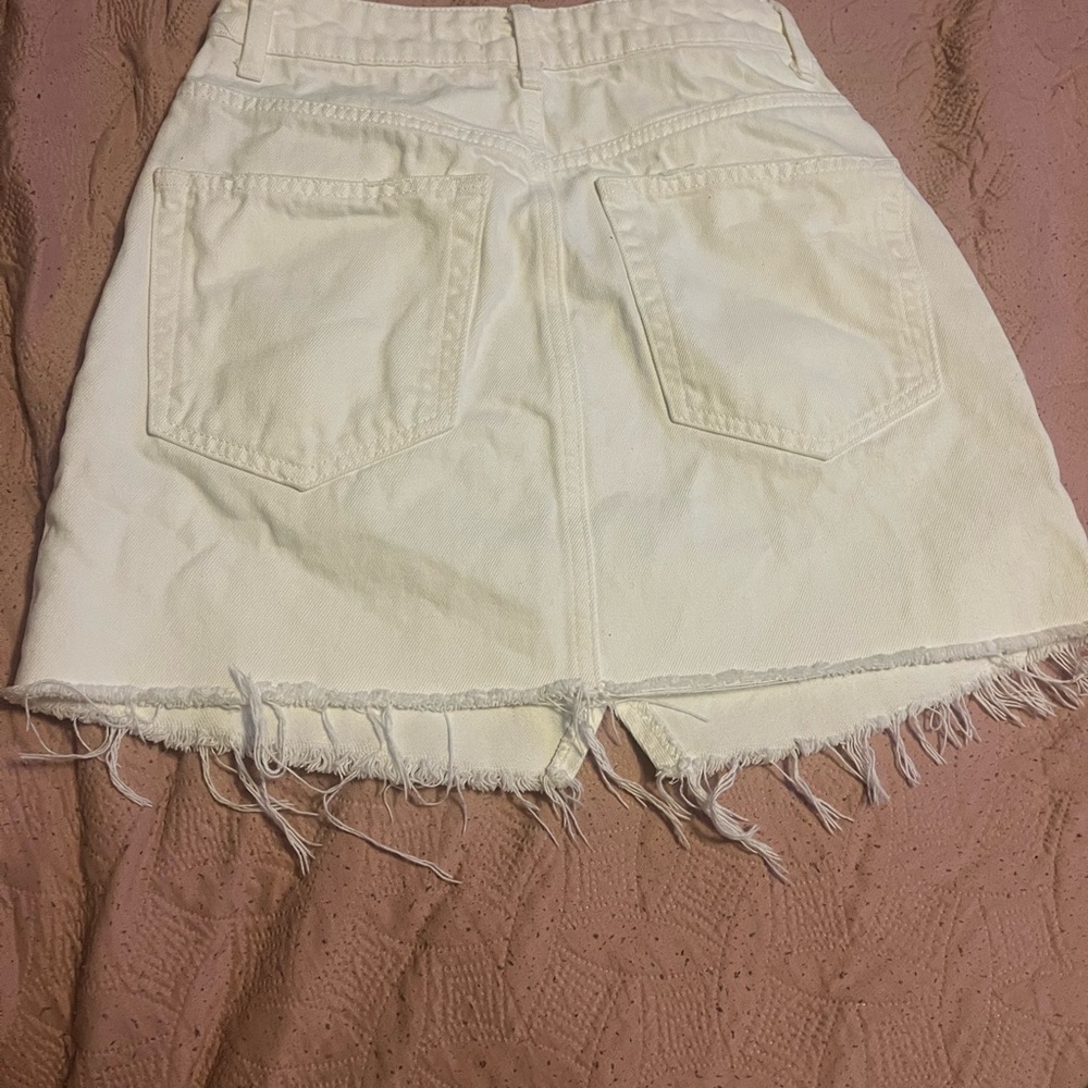 Zara Cream Denim Skirt with Button Detail